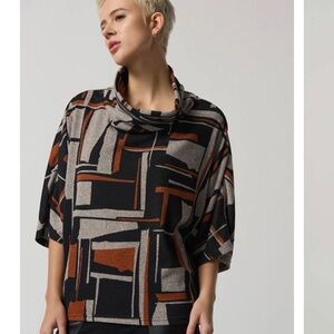Joseph Ribkoff Black and Brown Geometric Top